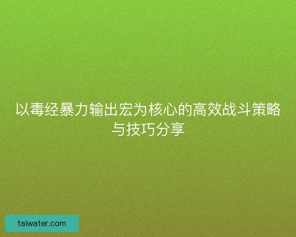 以毒经暴力输出宏为核心的高效战斗策略与技巧分享