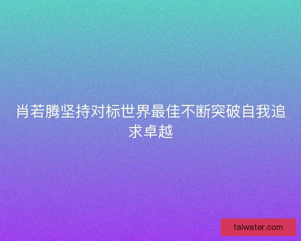 肖若腾坚持对标世界最佳不断突破自我追求卓越